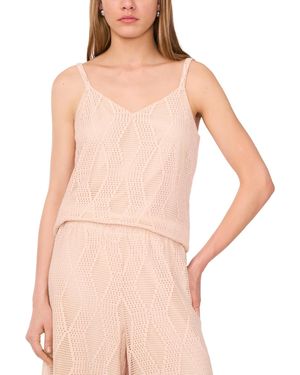 SAM & JESS Sleeveless V-neck Lace-mesh Top - Pink