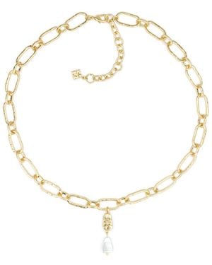 Patricia Nash Hammered Ring Collection Open Link Y Necklace - Metallic