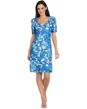 R & M Richards Petite Printed Dress - Blue