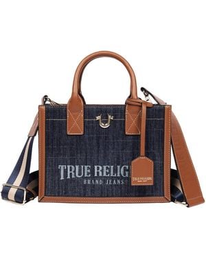 TRUE RELIGION Modern Edge Denim Tote - Blue