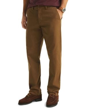 Nautica Classic-fit Stretch Solid Flat-front Chino Deck Pants - Brown