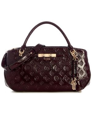 Guess Carmella Medium Satchel Handbag - Purple