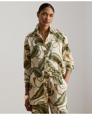 Ralph Lauren Point Collar Rope Print Twill Shirt - Green