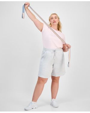 ID Ideology Plus Size Cotton-blend Pull-on Bermuda Shorts - White