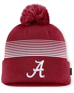 Nike And Crimson Alabama Crimson Tide 2026 On-field Cuffed Knit Pom Hat - Red