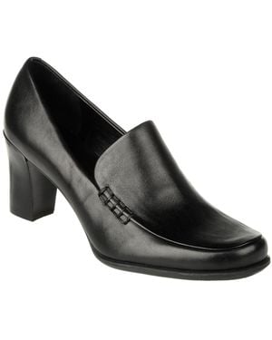 Franco Sarto Nolan Leather Slip On Loafer Heels - Black