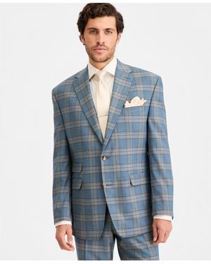 Tayion Collection Classic-fit Plaid Suit Separate Jacket - Blue