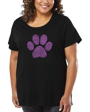 LA Pop Art Plus Size Xoxo Dog Paw Word Art T-shirt - Black