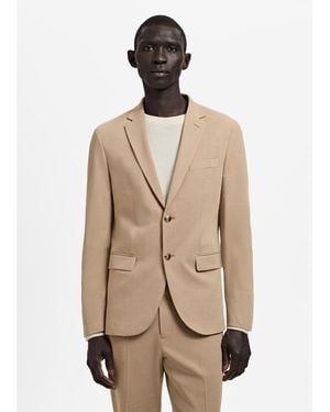 Mango Stretch Fabric Super Slim-fit Suit Jacket - Natural
