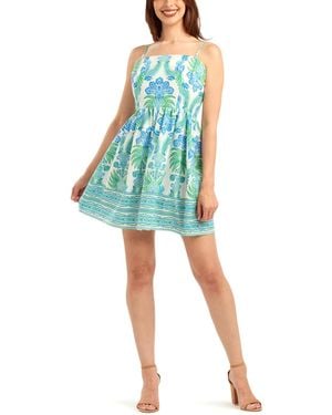 Bcx Poplin Printed Sleeveless Square Neck Dress - Blue