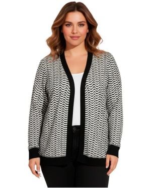 Avenue Plus Size Poet Sleeve Open Cardigan Sweater - Gray