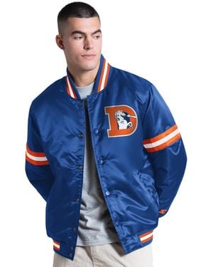 Starter Royal Denver Broncos Courtside Varsity Retro Logo Full Snap Jacket - Blue