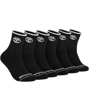 Timberland 6-pack Tipped High Quarter Logo Sock - Black