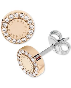 Tommy Hilfiger Crystal Logo Stud Earrings - Metallic