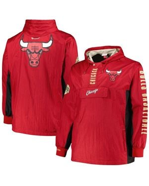 Mitchell & Ness Chicago Bulls Big And Tall Hardwood Classics Team Og 2.0 Anorak Hoodie Quarter-zip Windbreaker Jacket - Red