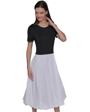 Karl Lagerfeld Bubble Skirt Midi Dress - Black
