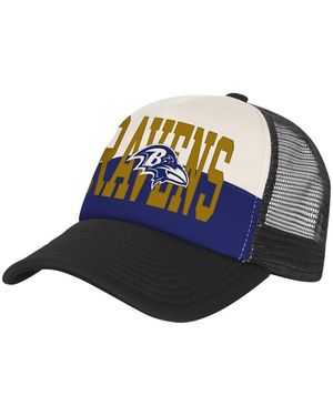 Outerstuff White/black Baltimore Ravens Modern Fan Trucker Adjustable Hat - Blue