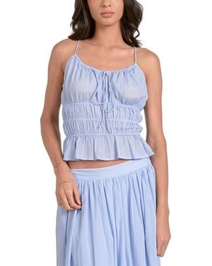 Elan Smocked Peplum Top - Blue