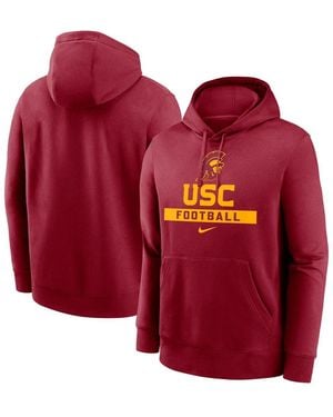 Nike Usc Trojans Football Stack Club Fleece Pullover Hoodie - Red