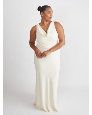 Six Stories Cowl Front Crepe Bridesmaid Dress - White