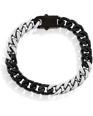 Metallo Stainless Steel 10mm Cuban Link Bracelet - Black