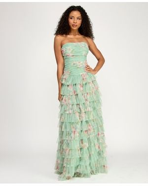 B Darlin Strapless Pleated Gown - Green