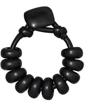 Donna Karan Black-tone Matte Beaded Resin Flex Bracelet