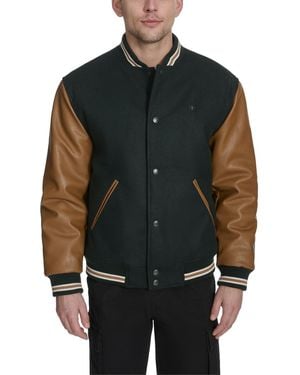 Champion Mixed Media Varsity Jacket - Black