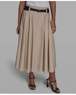 KARL LAGERFELD Belted Midi Skirt - Natural