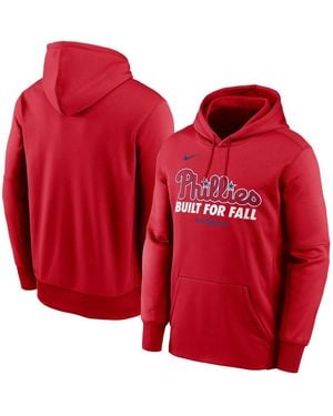 Nike Philadelphia Phillies 2025 Mlb Postseason Authentic Collection Therma Fleece Hoodie - Red