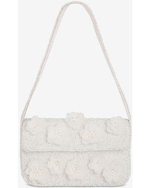 On 34th Hand Beaded Shoulder Bag - White