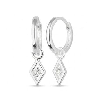 Spero London Sterling Rhombus Pave Spike Drop Earring - White