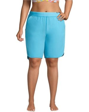Lands' End Plus Size Sunshade Upf 50 9" Board Shorts - Blue