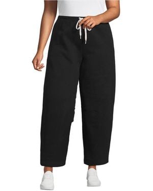 Lands' End Plus Size Serious Sweats High-rise Barrel Pants - Black