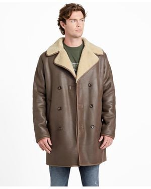 Guess Double Breasted Long-sleeve Coat - Brown