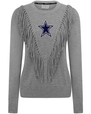 KADYLUXE Dallas Cowboys Fringe Sparkle Pullover Sweater - Gray