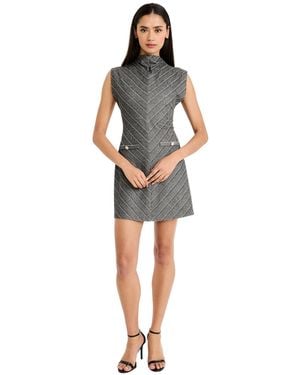 Donna Morgan Sleeveless Mock Neck Herringbone Mini Dress - Multicolor