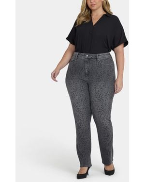 NYDJ Plus Size High Rise Marilyn Straight Jeans - Black
