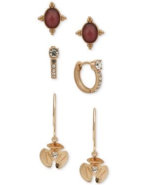 Lonna & Lilly Flower Stone Trio Earrings Set - White