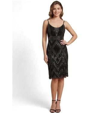 Lara Beaded Flounce Dress - Black