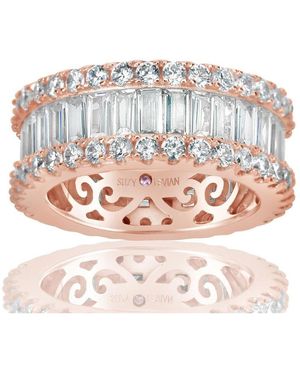 SUZY LEVIAN NEW YORK Suzy Levian Sterling Silver Cubic Zirconia White Baguette And Round Wide Eternity Band Ring
