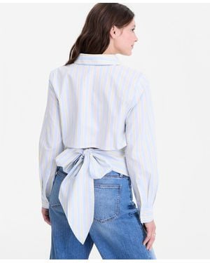 On 34th Tie Back Button Down Shirt - White