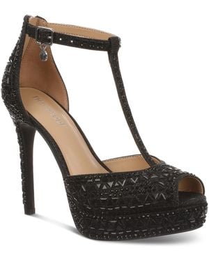Thalia Sodi Chacey Embellished T-strap Platform Pumps - Black