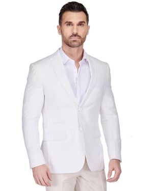Gino Vitale Slim Fit Linen-blend Blazer - White