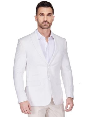 Gino Vitale Slim Fit Linen-blend Blazer - White