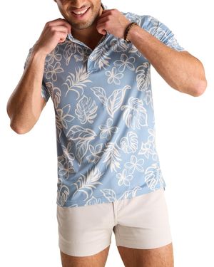 Chubbies The Better Beleaf It Short Sleeve Leaf Print Polo Shirt - Blue