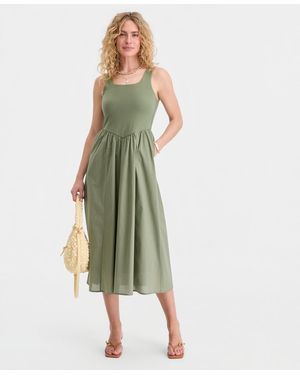 On 34th Scoop-neck Sleeveless Mixed Media Midi Dress - Green