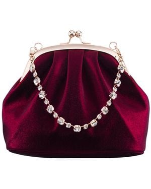Nina Maura Crystal Vintage Style Mini Frame Handbag - Red