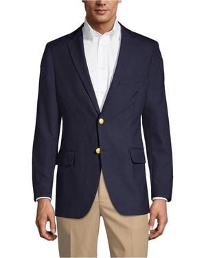 Lands' End School Uniform Tailored Fit Hopsack Blazer - Blue
