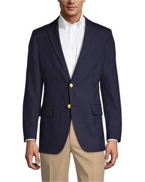 Lands' End School Uniform Tailored Fit Hopsack Blazer - Blue